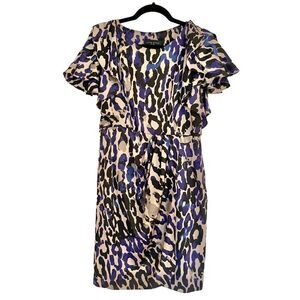Julie Dillon ruffled sleeve leopard print dress size 8